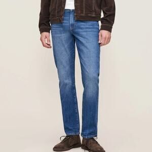 DL1961 Russell Slim Straight Jeans Blue Submarine Wash Stretch Denim Mens 34x32